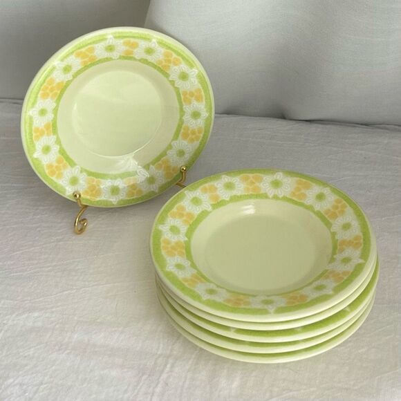 Franciscan Picnic Daisy 70s Vintage Set of 6 Saucers - Picture 1 of 7